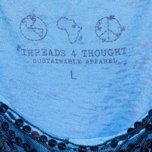 Threads 4 Thought Blue Tank Top with Black Design - Picture 4 of 4